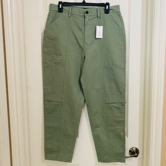 J Brand New Size 31 Athena High Rise Surplus Cotton Linen Pants Veiled Green - Picture 5 of 9
